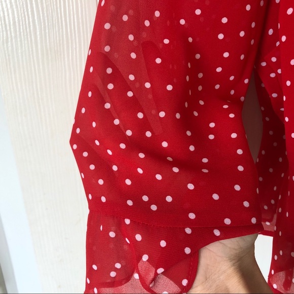 Bardot Red Polkadot Wrap Blouse - Picture 3 of 5